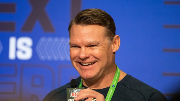 Mar 1, 2022; Indianapolis, IN, USA; Indianapolis Colts general manager Chris Ballard talks to the media during the 2022 NFL Combine.